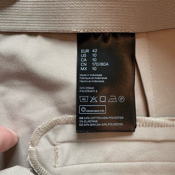 H&M Womens 10 Neutral Beige Business Office Stretch Ankle Trouser Pants Normcore - Picture 7 of 8